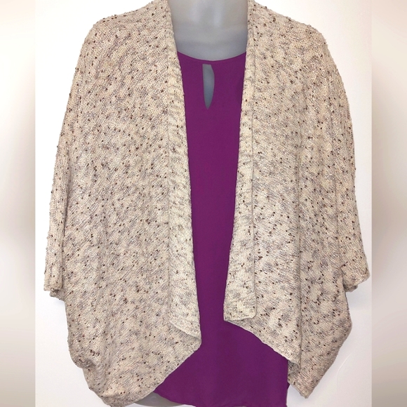 NWOT Cejon Cream & Brown Knitwear Shrug Wrap, One-size - Picture 4 of 10